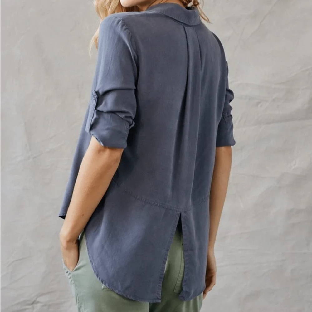 Bella Dahl Indigo Split Back Button Down Size S - image 5